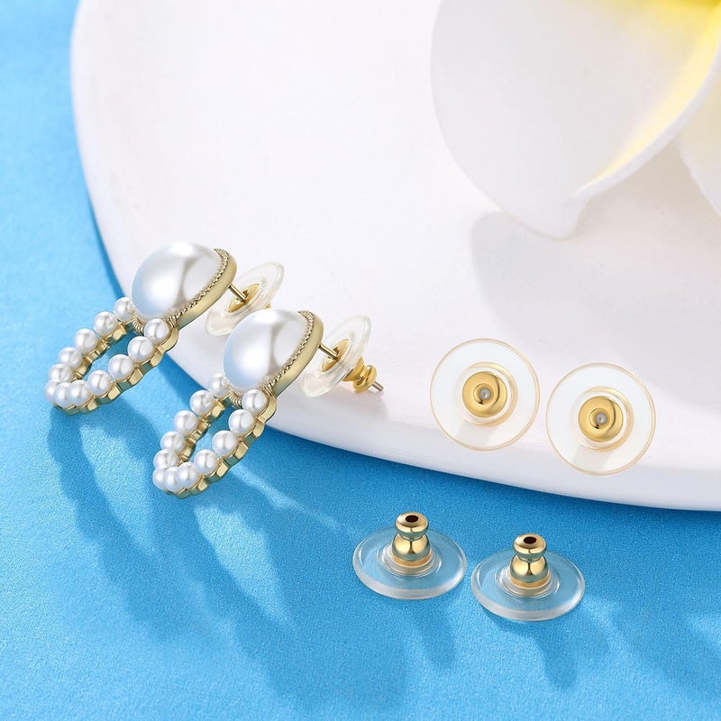 Moconar 12mm Earring Backs Replacement, Transparency Bullet Shape Locking Earring Backs for Heavy/Droopy Ears, Earrings Lifters Backers for Studs, Multicolor - Image 2